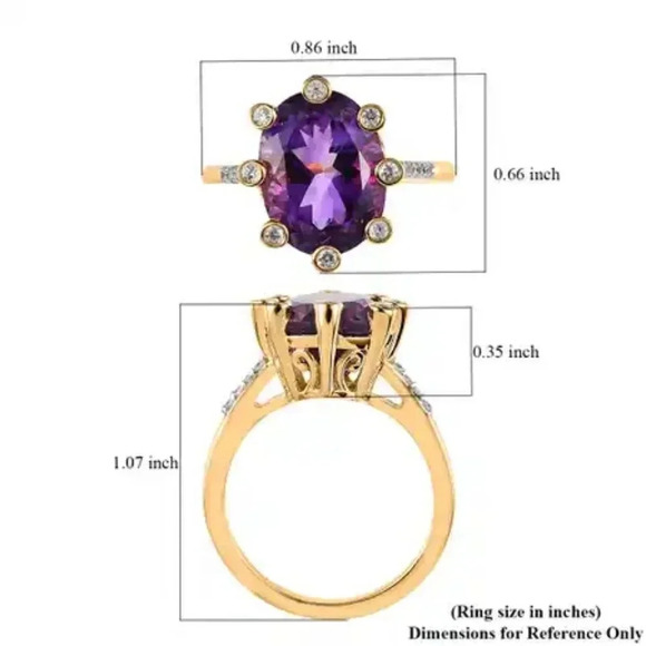 Natural Amethyst Accented By Natural White Zircon Ring. - Picture 6 of 8